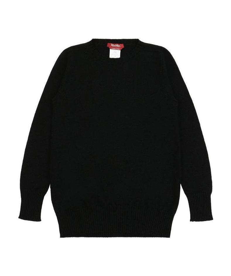 Max Mara Round-neck Long-sleeved Pullover In Black