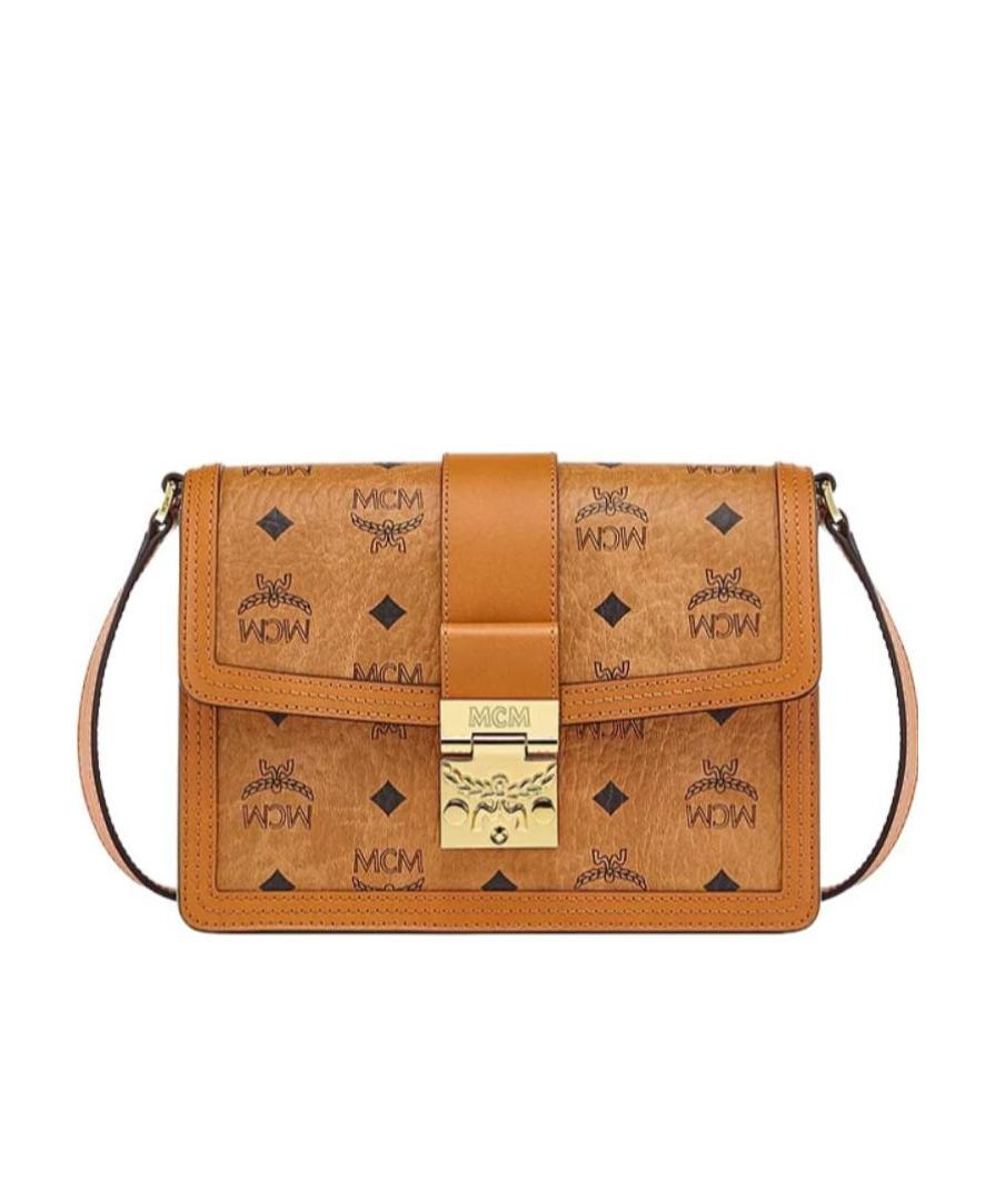 Mcm All-over Monogram-print Crossbody Bag In Orange