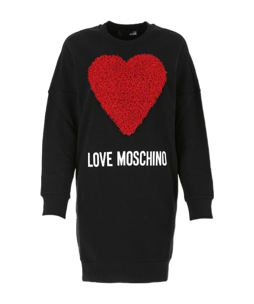 Moschino Tulle Heart Sweatshirt Dress In Black