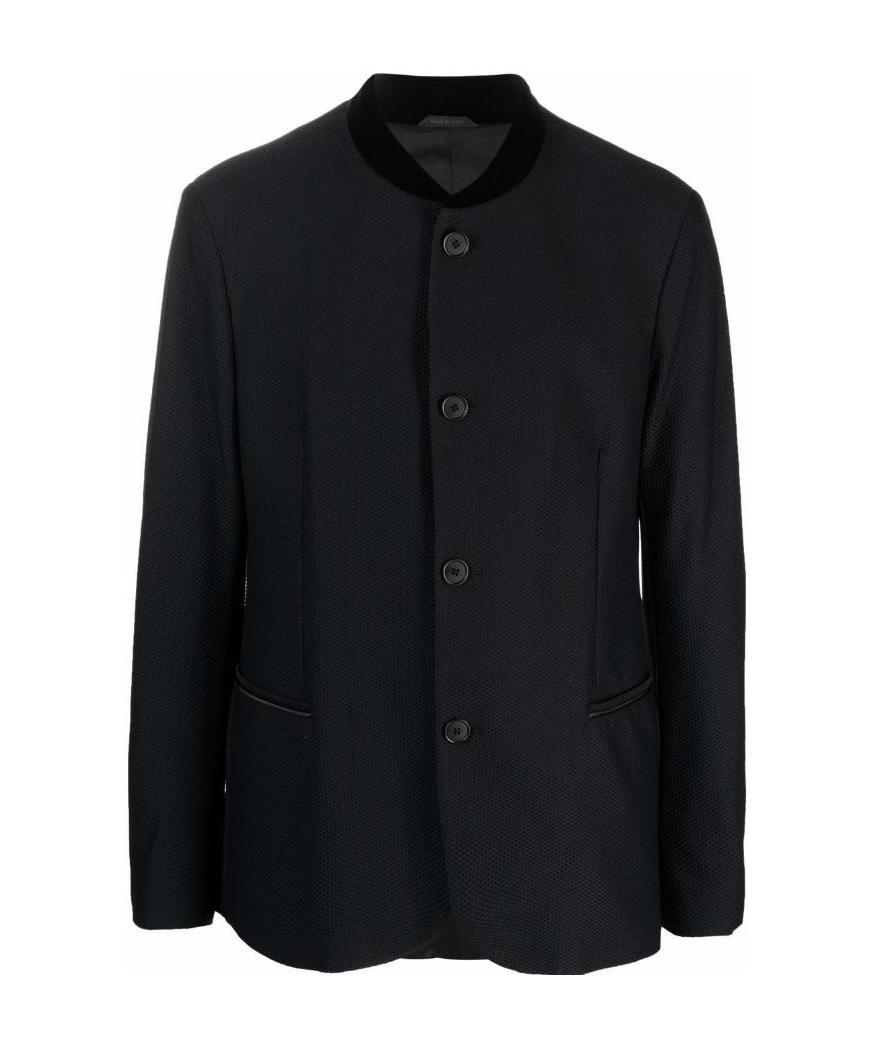 Giorgio Armani Contrast-trim Single-breasted Blazer In Black