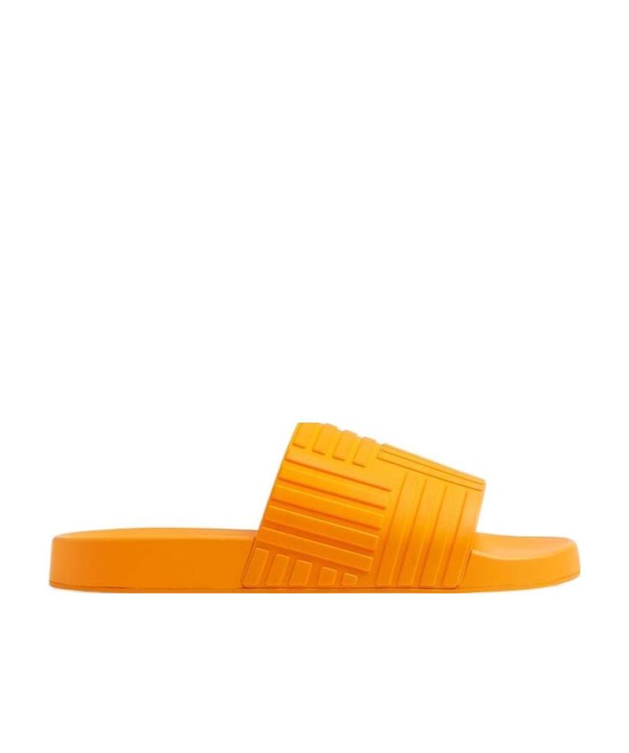 BOTTEGA VENETA EMBOSSED-LOGO OPEN-TOE SLIDES