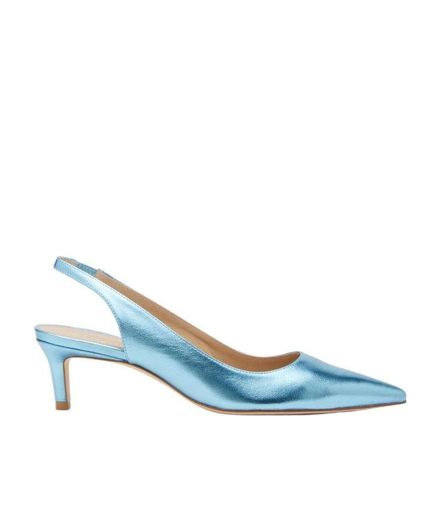 Stuart Weitzman Metallic-effect Pointed Pums In Blue