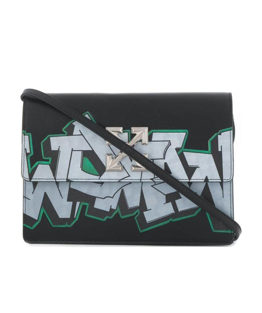 Off-white Jitney Graffiti Pattern Satchel Bag In Green