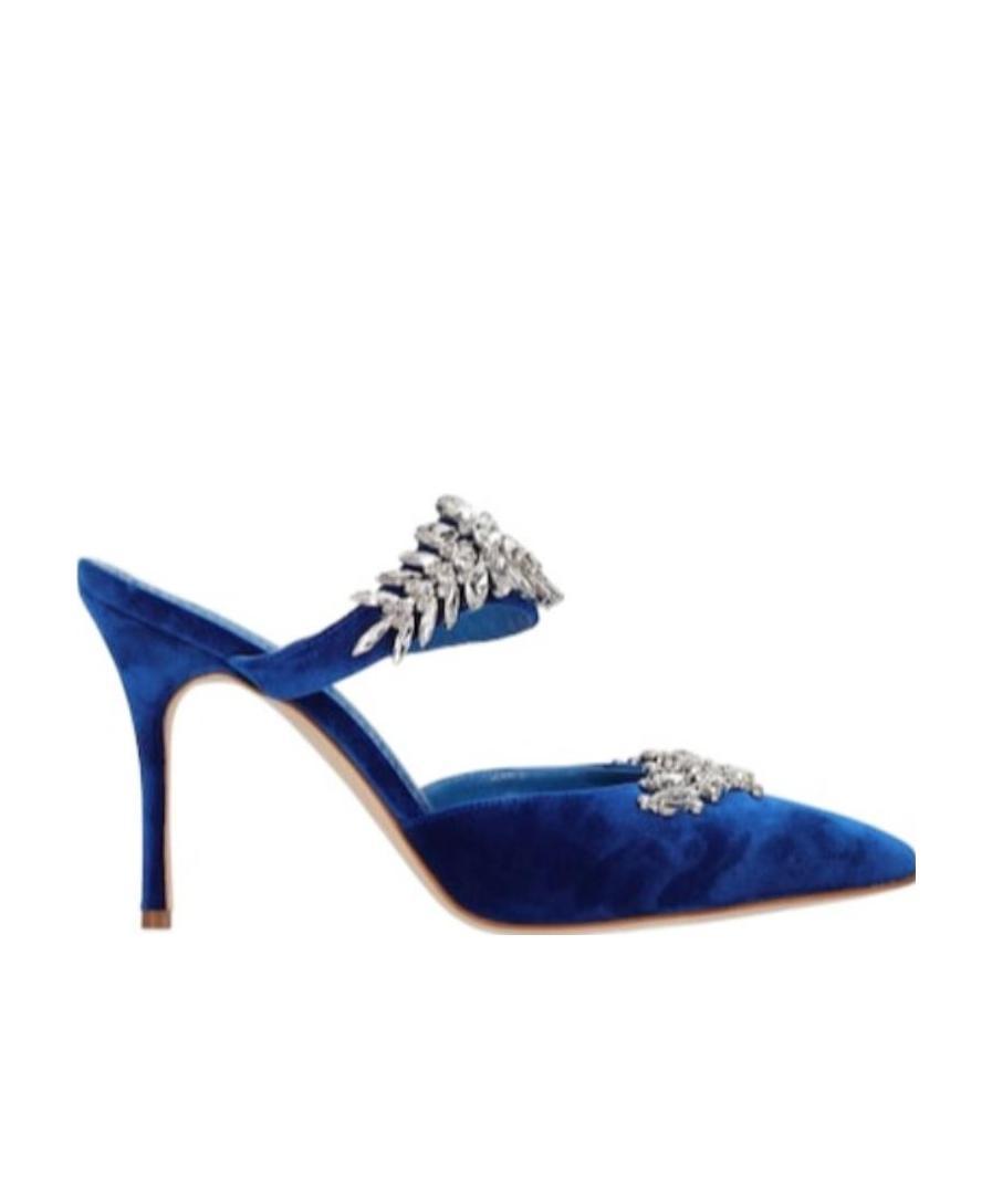 Manolo Blahnik Logo Velvet High Heels