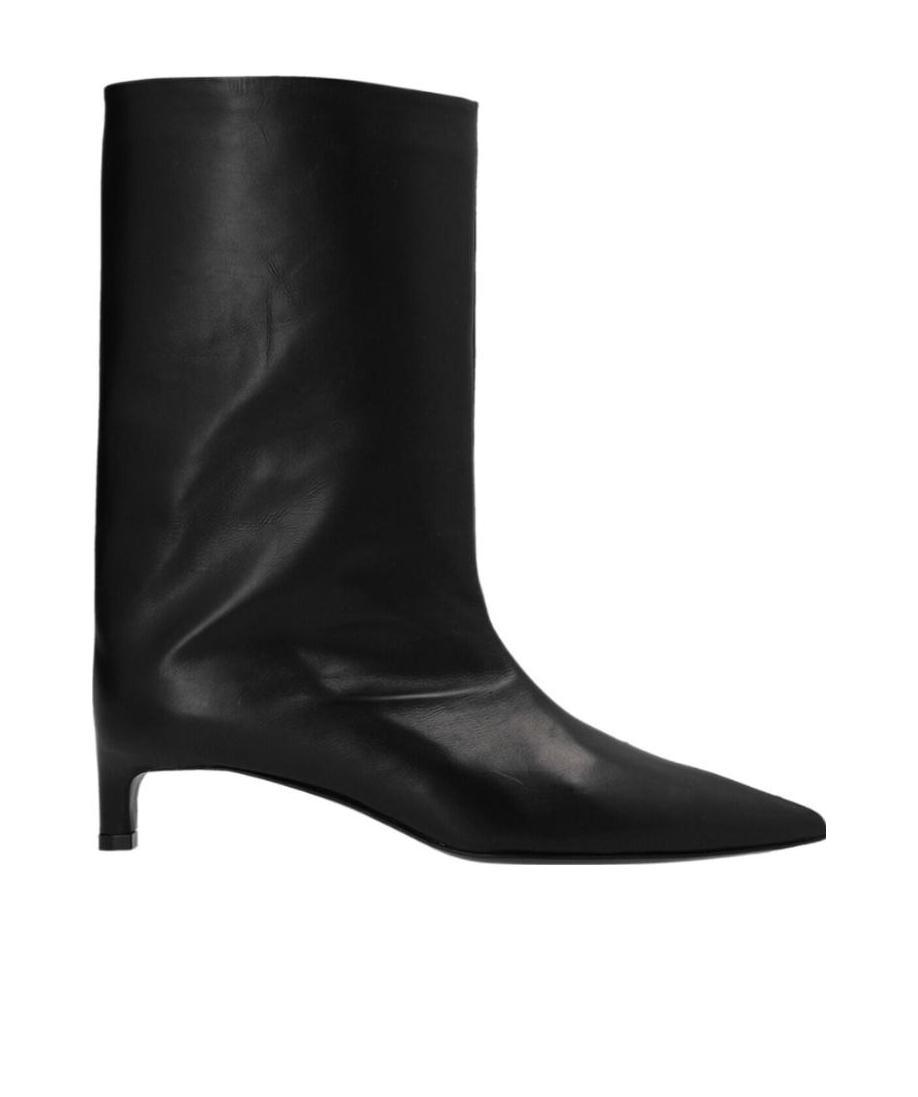 Jil Sander Black Leather Ankle Boots In Black