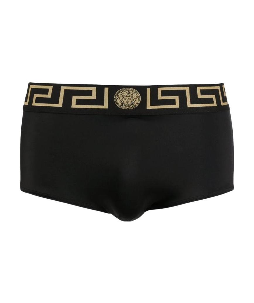 Versace Greca-print Swimming Trunks In Black