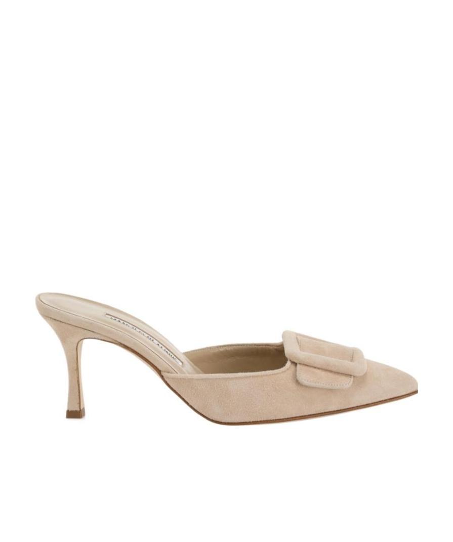 Manolo Blahnik Beige Maysale Mules In Nude
