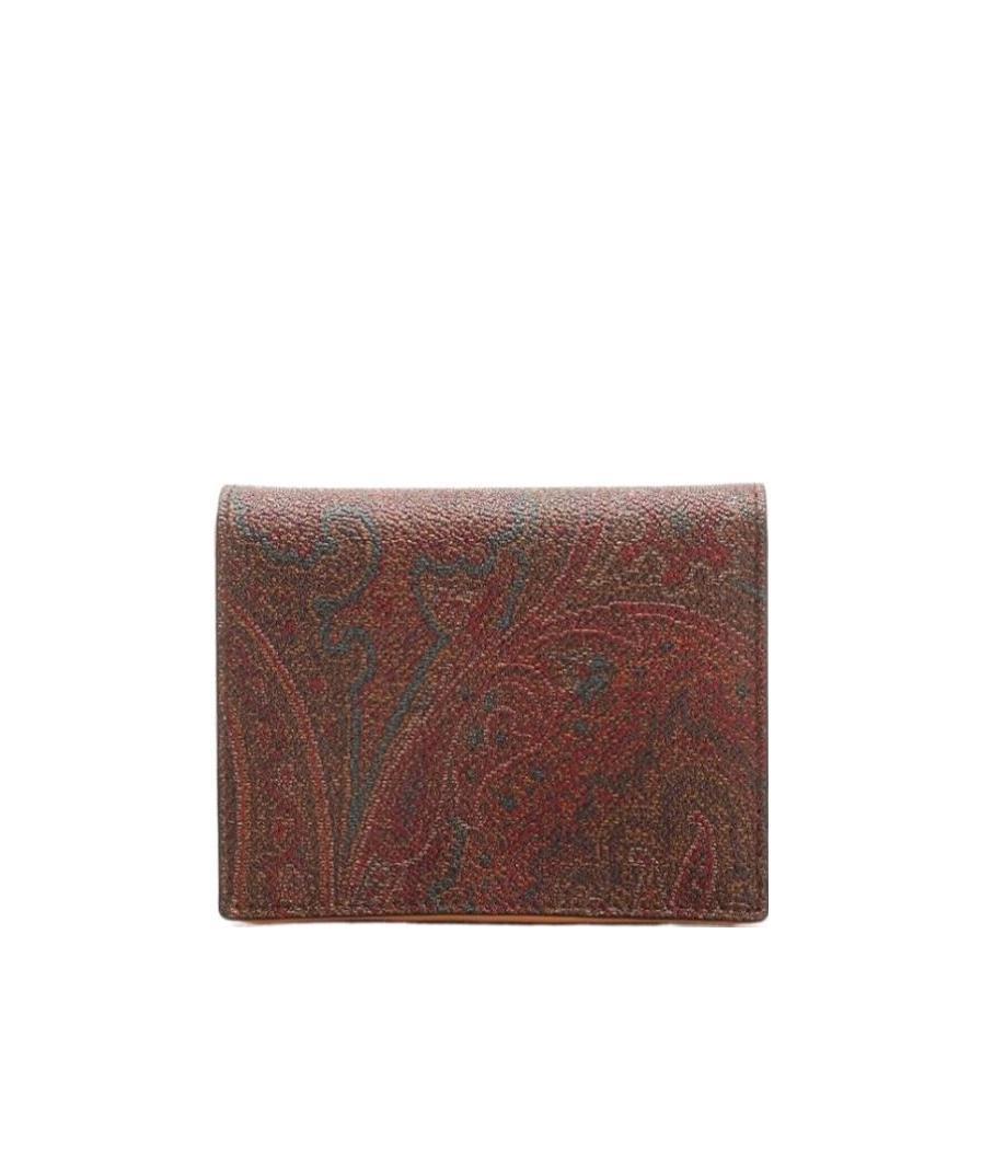Etro Paisley Printed Double Fold Wallet In Brown