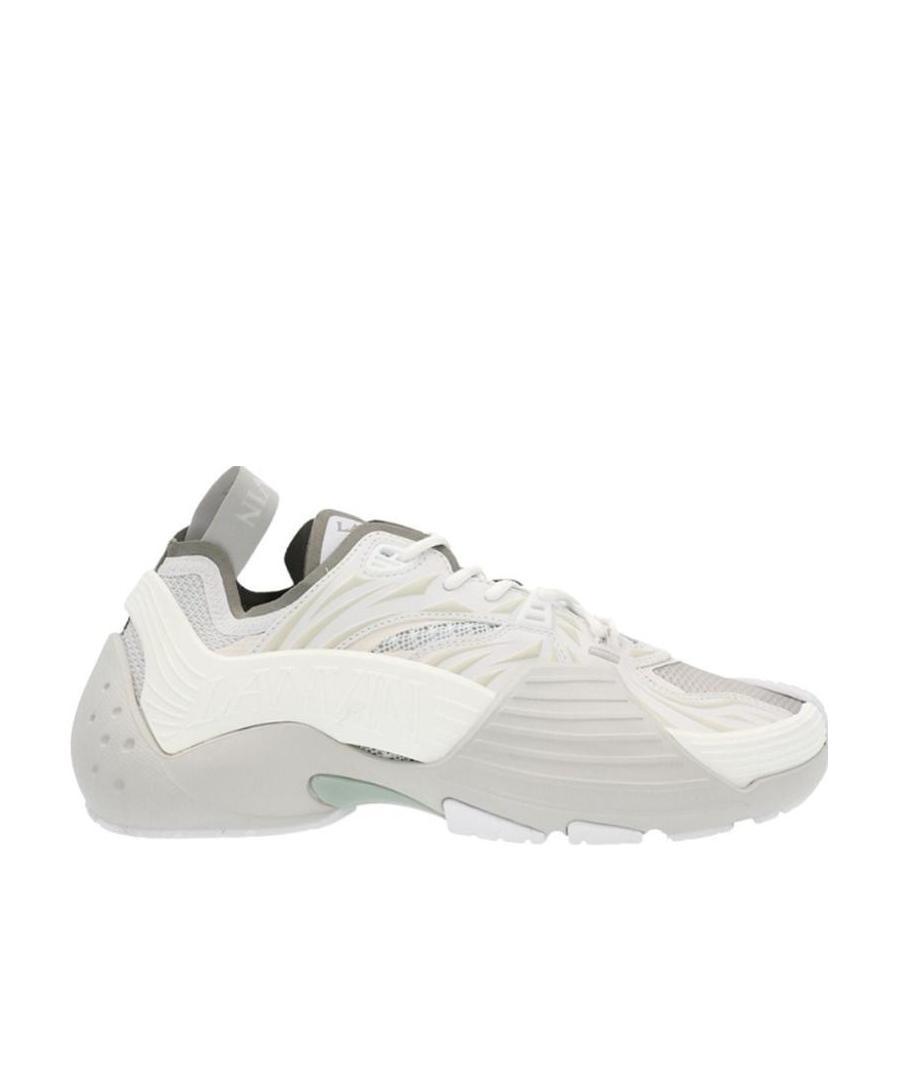 Lanvin Flash-x Mesh Upper Sneakers With Textured Panels In White