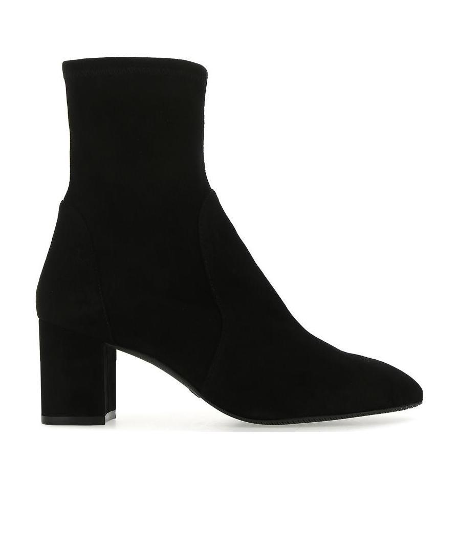 Stuart Weitzman Yuliana 60 Suede Leather Ankle Boot In Black
