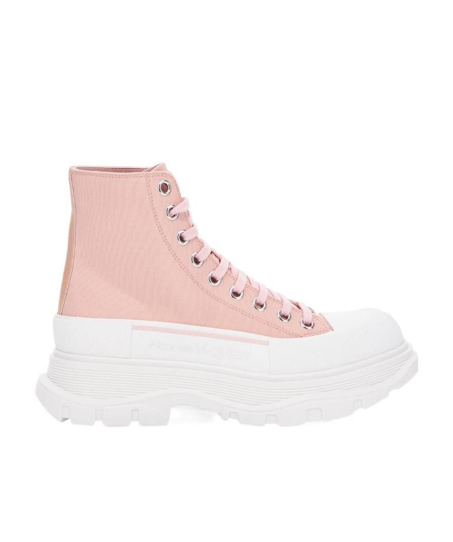 Alexander Mcqueen Oversized-sole Ankle Boots In Pink