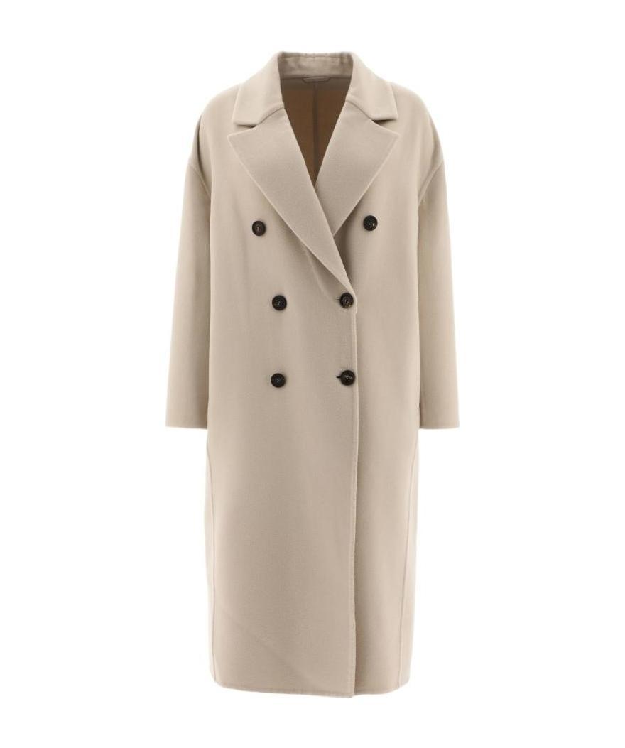 Brunello Cucinelli Double-breasted Cashmere Coat In Nude