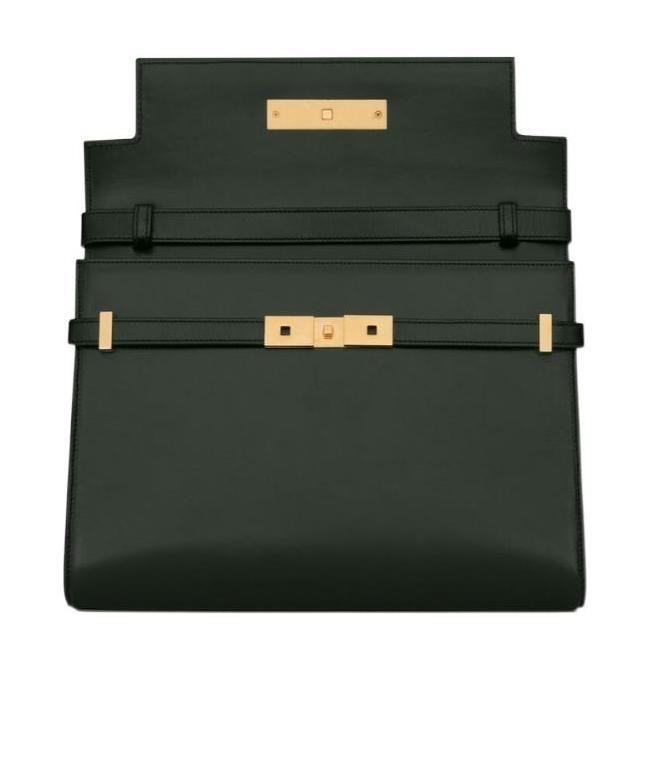 Saint Laurent Monogram Quilted Clutch Bag In Green