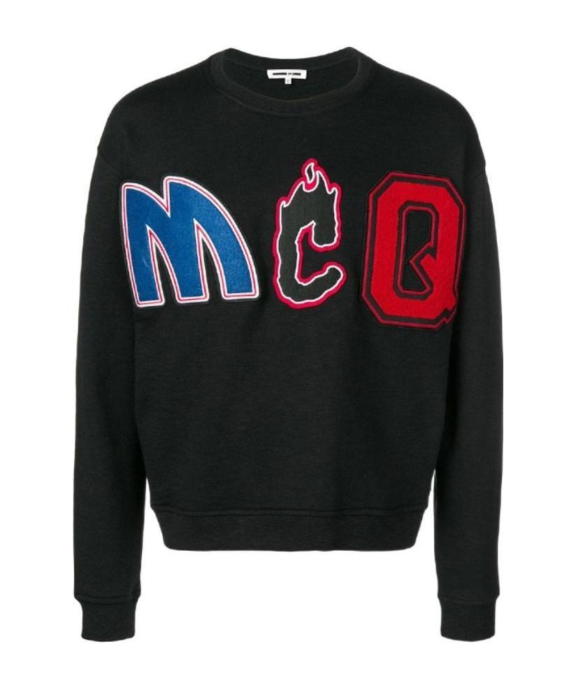 Mcq By Alexander Mcqueen Printed Logo Sweater In Black