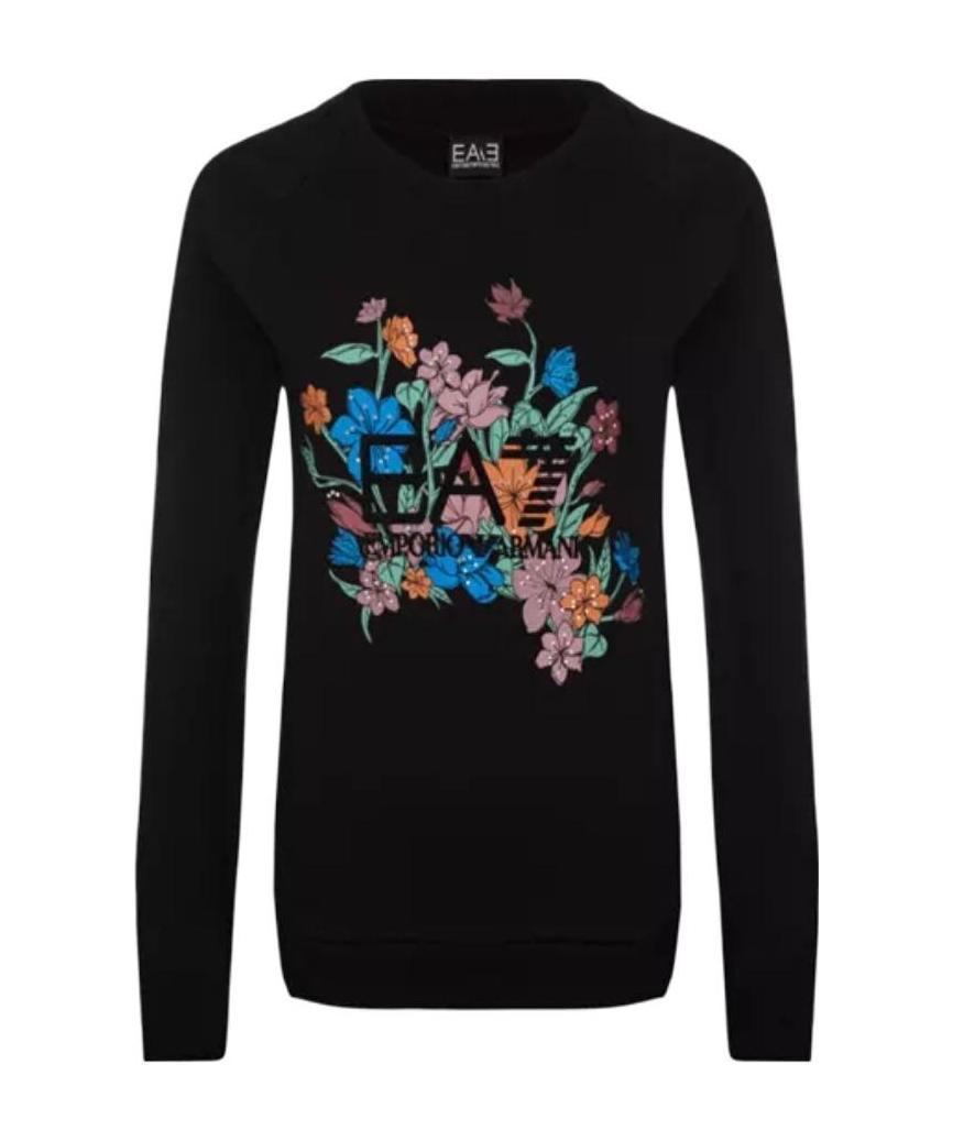 Ea7 Logo Long-sleeved Sweater In Black