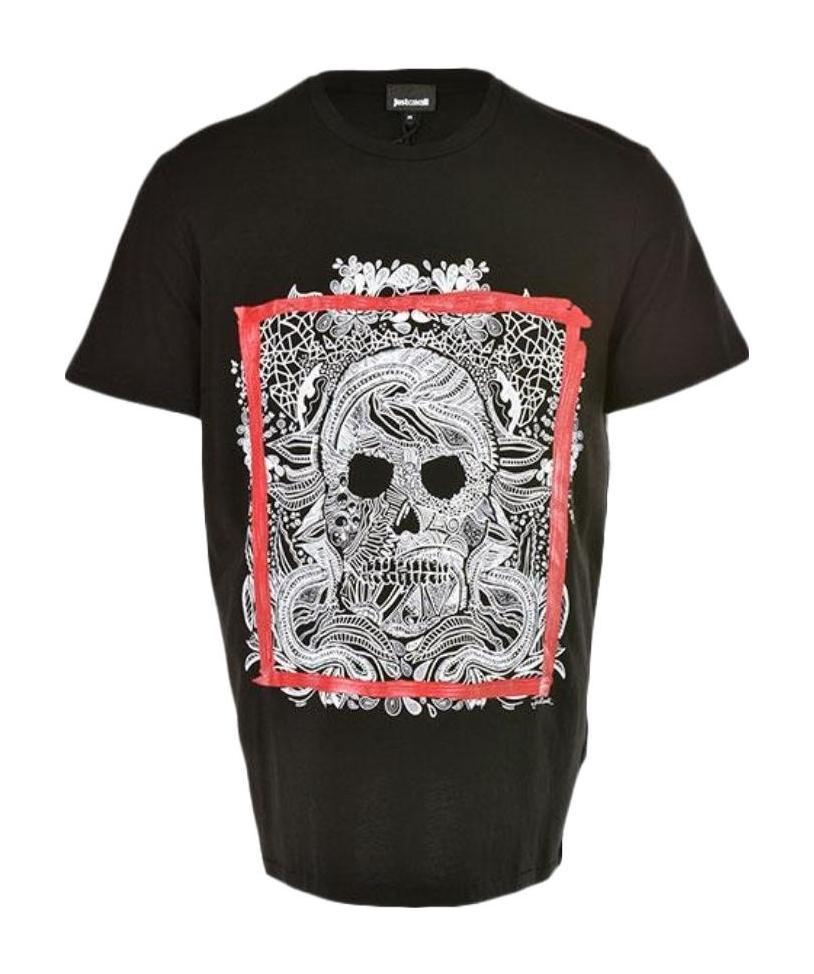 Just Cavalli Pattern Printed Short-sleeved T-shirt In Black