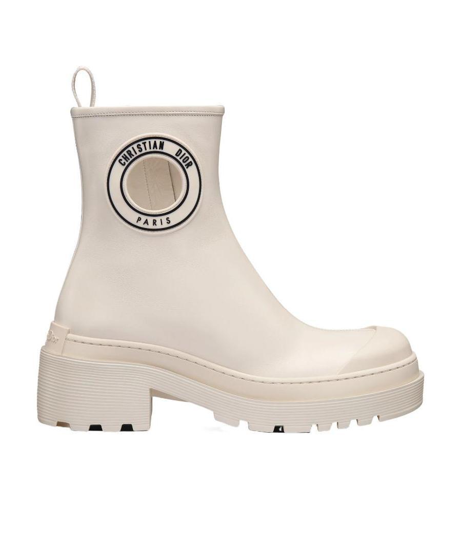 Dior Logo Details Short Boots In Nude