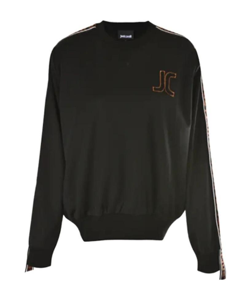 Shop Just Cavalli Round Collar Long Sleeve Sweater In Black