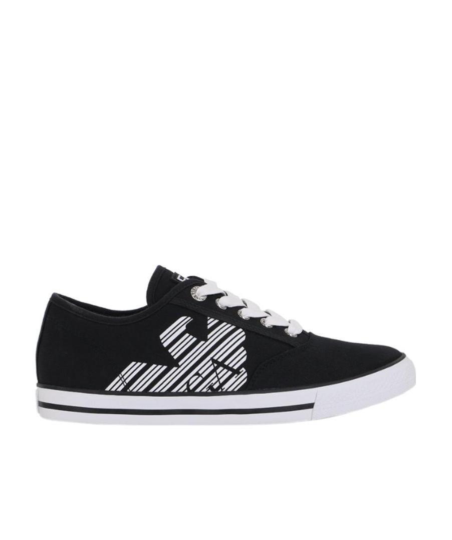 Ea7 Logo Strapped Casual Sneakers In Black