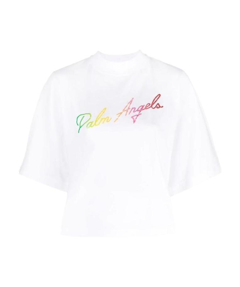 Palm Angels Logo-print Short-sleeve T-shirt In White