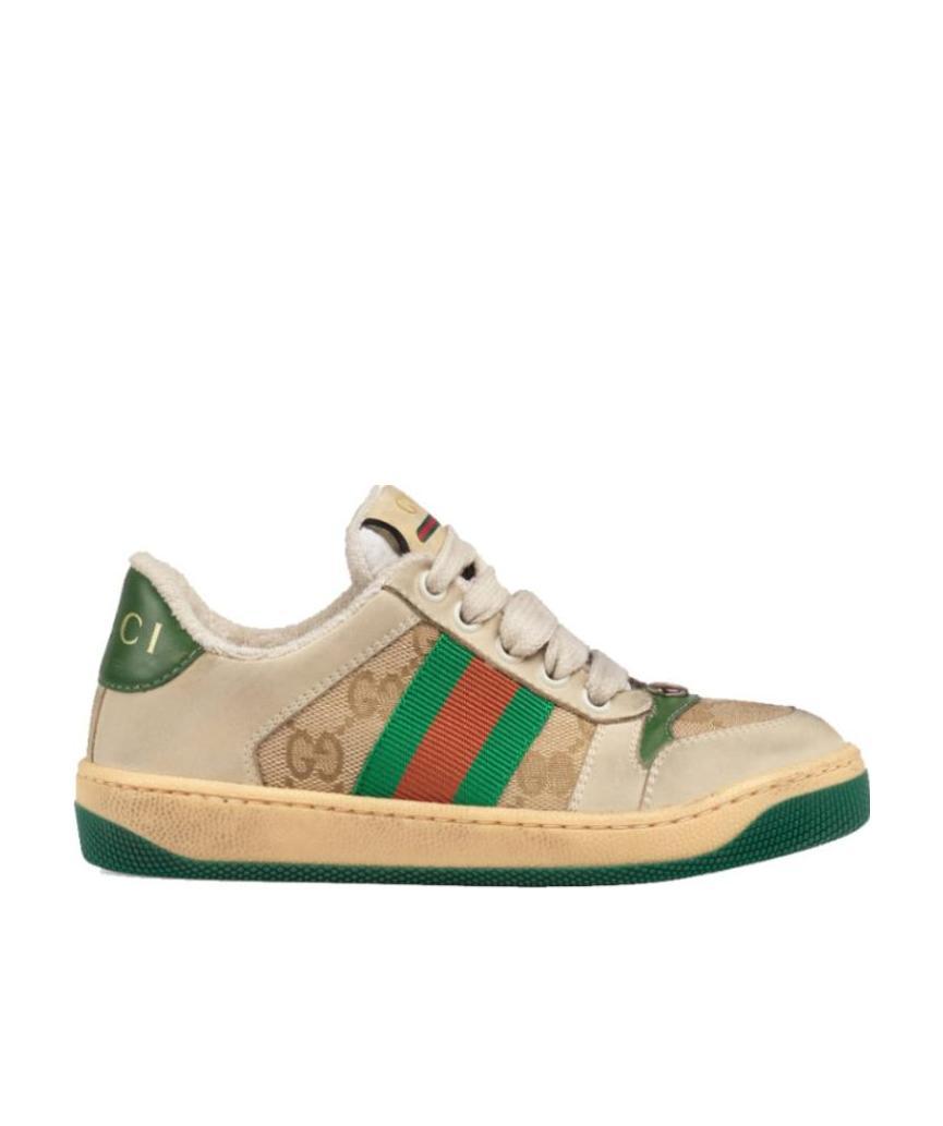 Gucci Gg Supreme Web Sneakers In Nude
