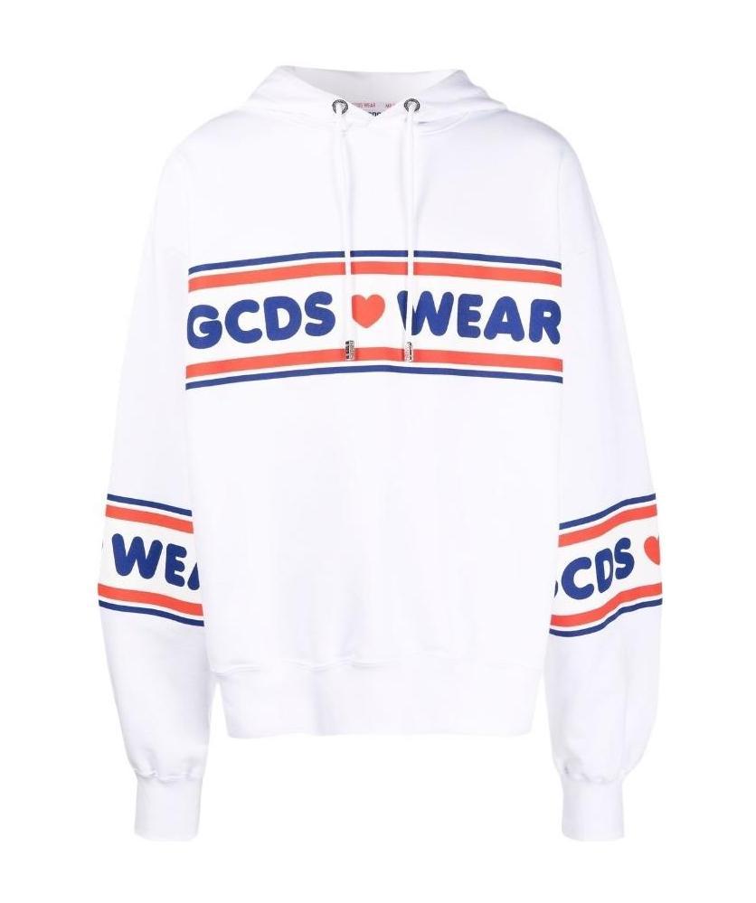 Gcds Logo Hooded Sweatshirt In White