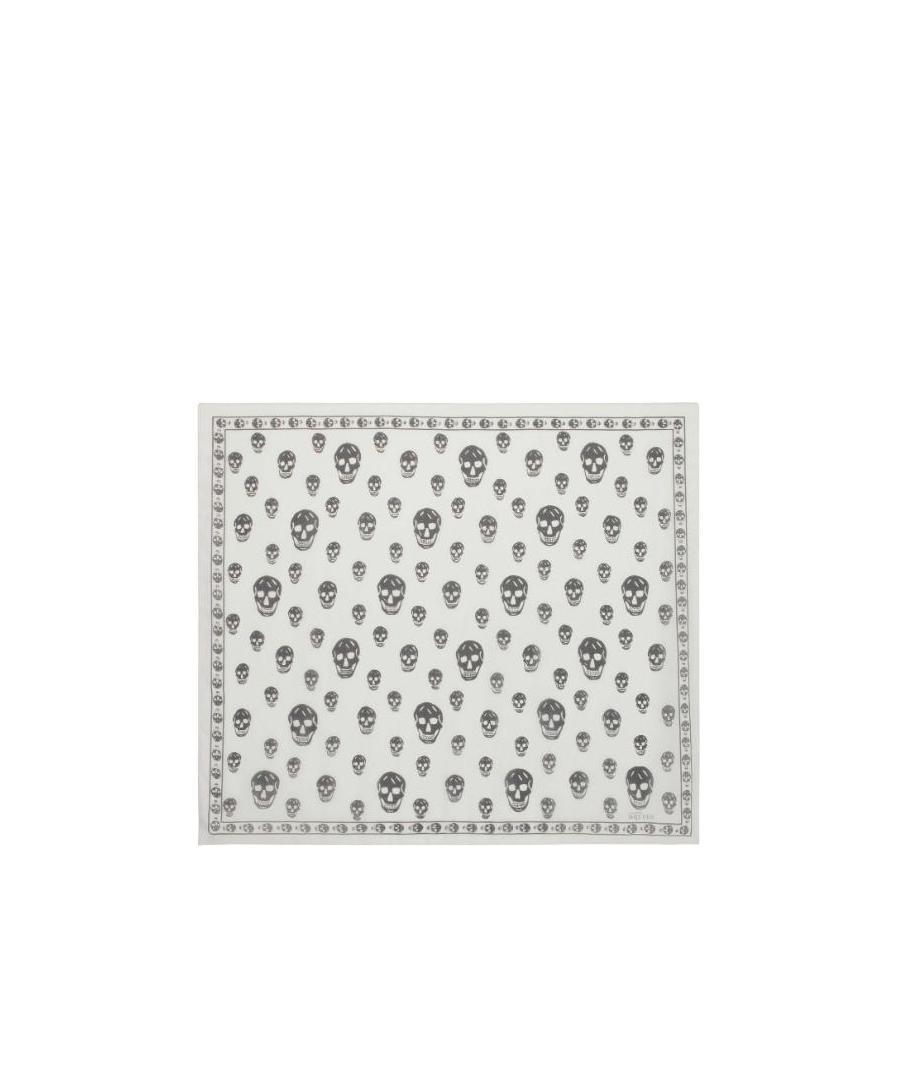 Alexander Mcqueen Classic Silk Chiffon Skull Scarf In White