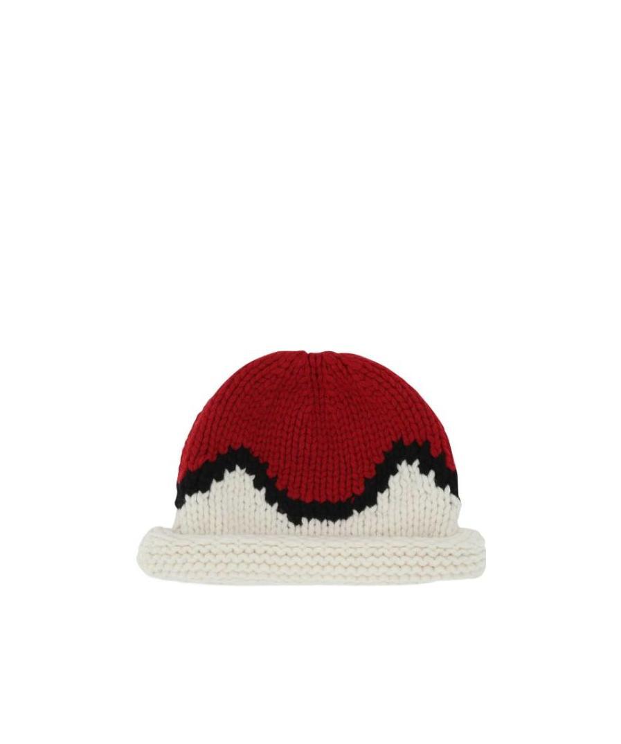 Kenzo Multicolor Graphic Wool Hat In Red