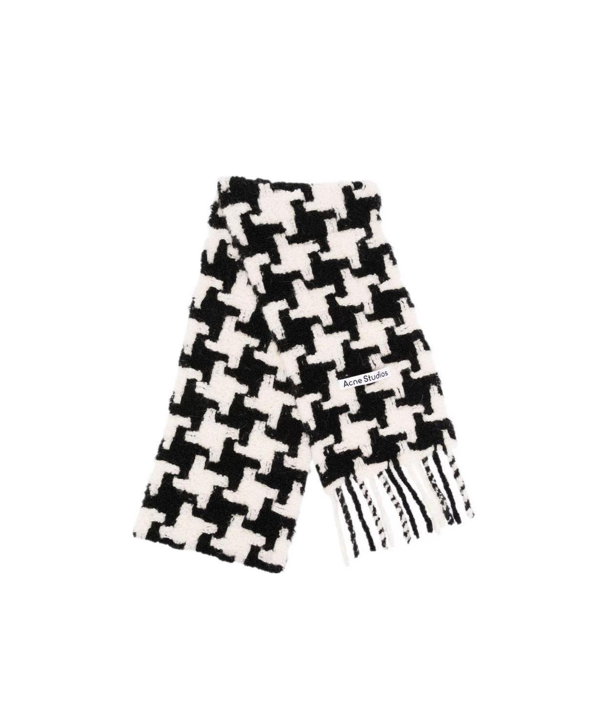 Acne Studios Houndstooth-pattern Knitted Scarf In Black