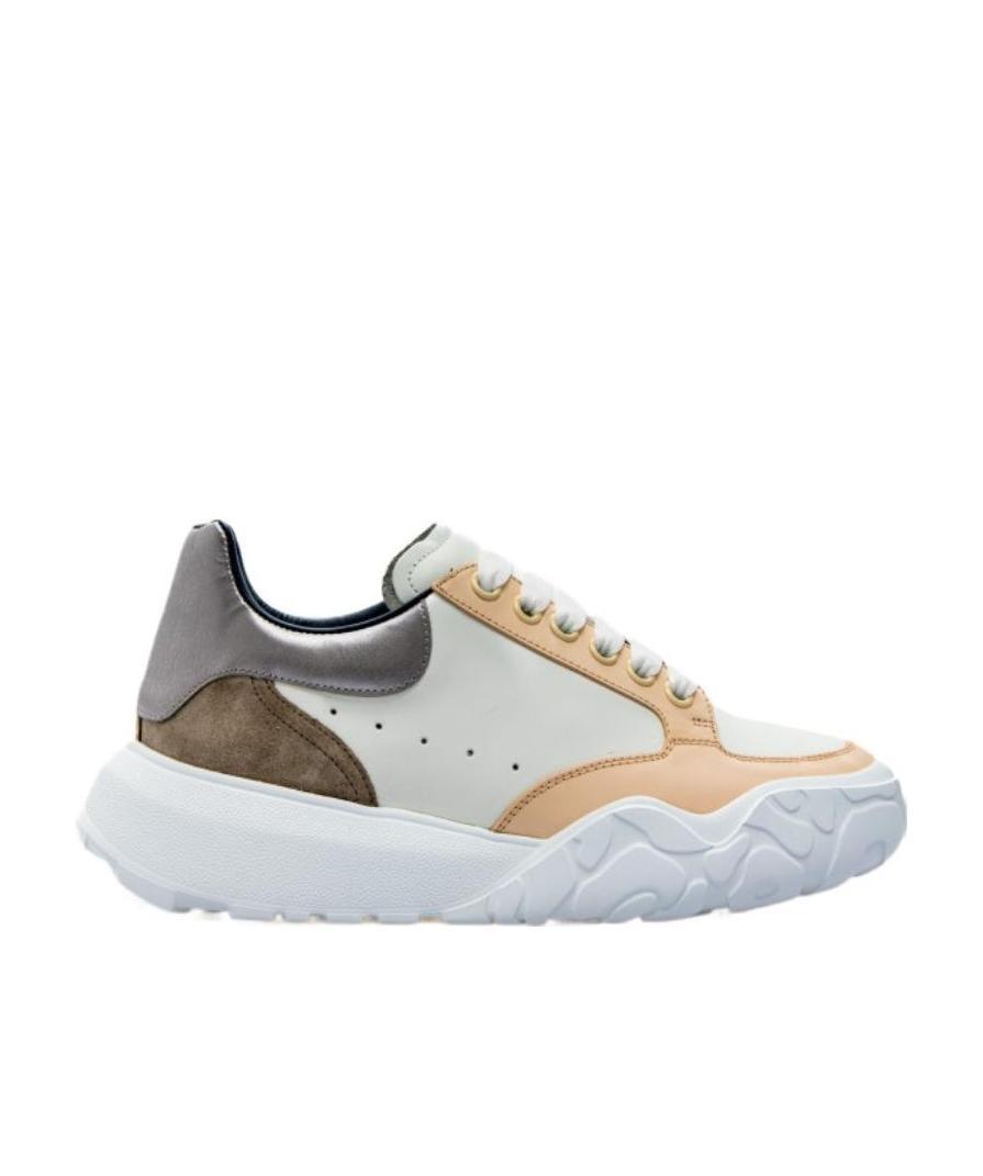 Alexander Mcqueen Colour-block Leather Sneakers In White