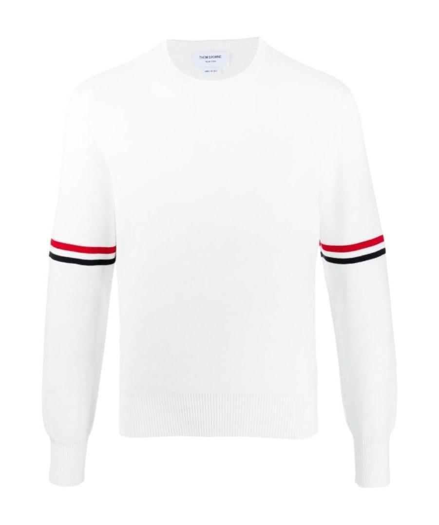 Thom Browne Milano Stitch Crewneck Cotton Sweater In White