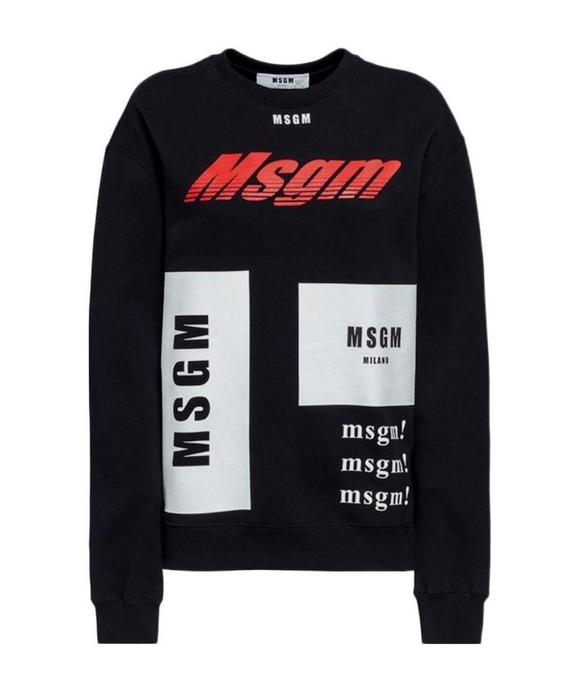Msgm Black Printed Pattern Sweater In Black