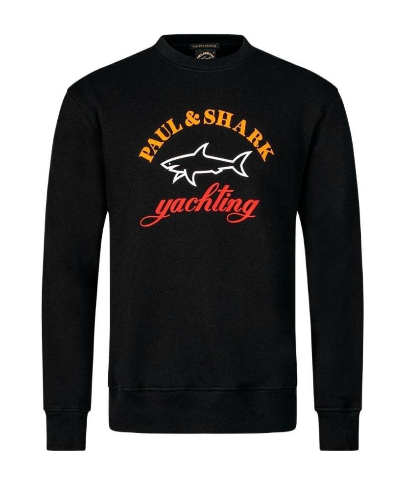 Shop Paul & Shark Logo-print Cotton Sweatshirt In Black