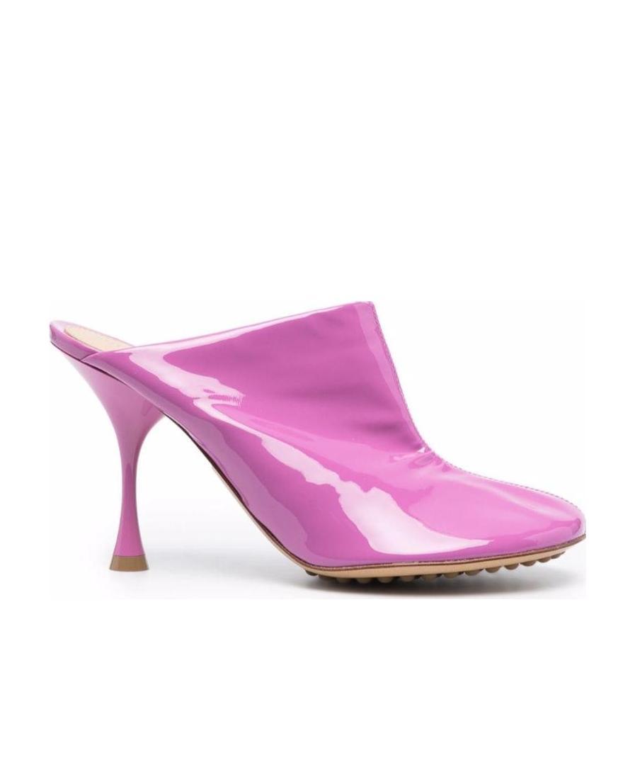 Bottega Veneta 90mm Dot Patent Leather Sock Mules In Pink