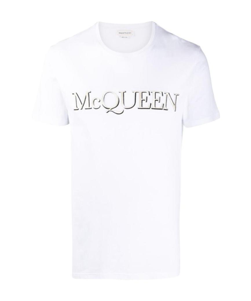 Alexander Mcqueen White Embroidered Logo T-shirt In White