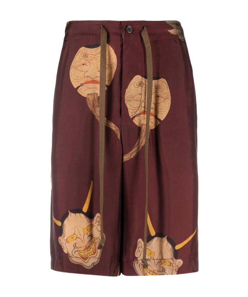 Uma Wang Faces Print Bermuda Shorts In Multicolor