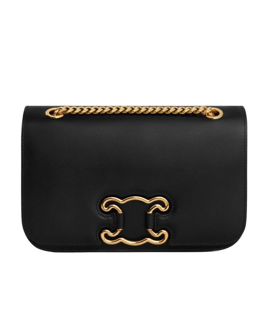Celine Logo Shoulder Bag In Black