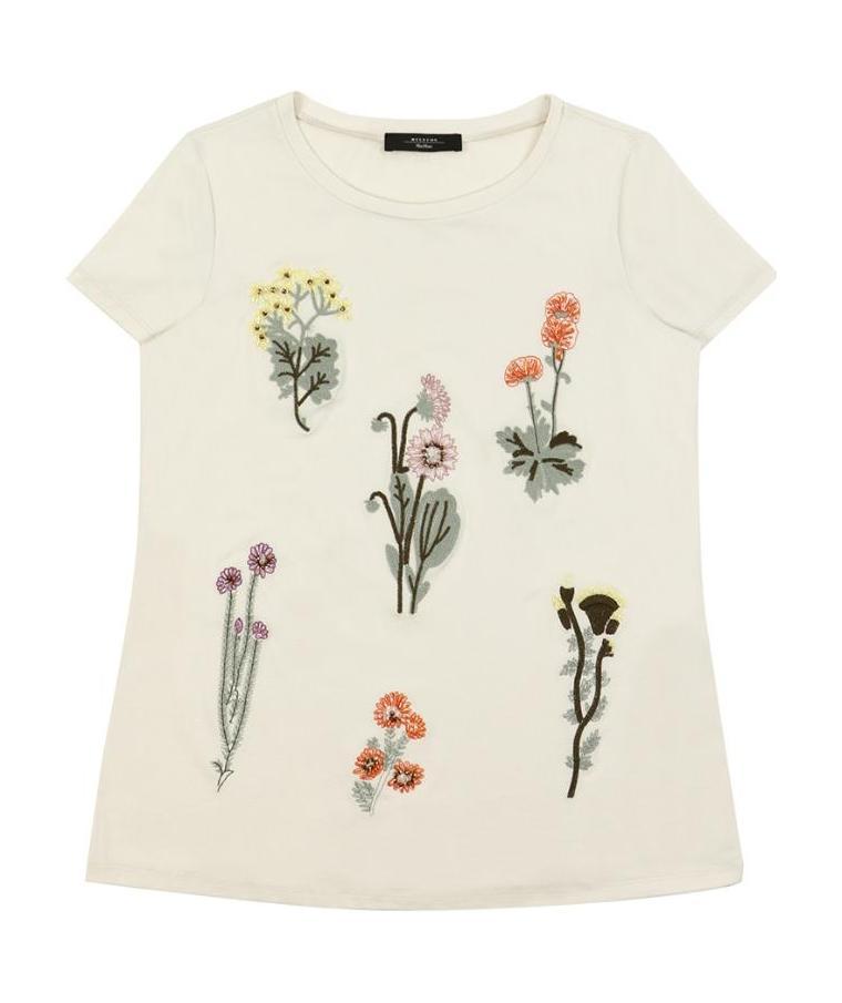 WEEKEND MAX MARA ROUND NECK EMBROIDERED T-SHIRT