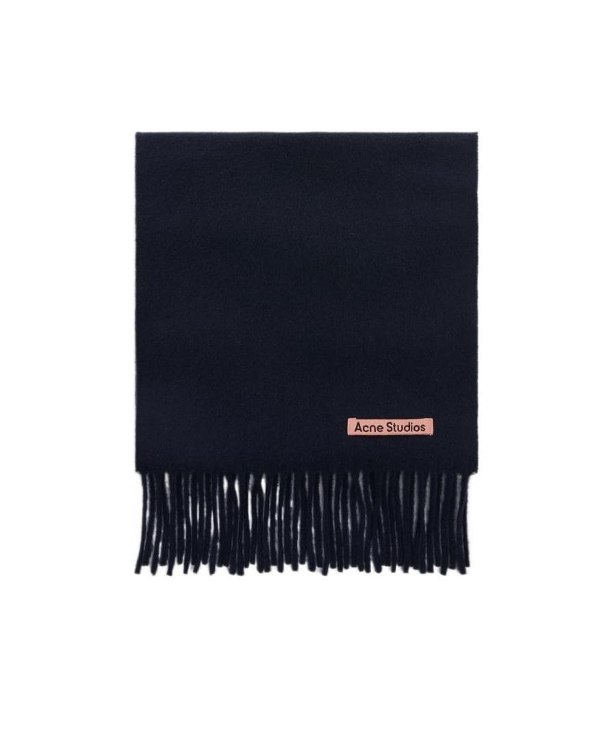 Acne Studios Melange Fringe-trim Wool Scarf In Black