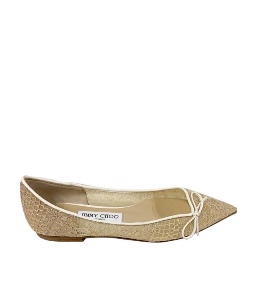 Jimmy Choo Logo Flat Shoes In Nude