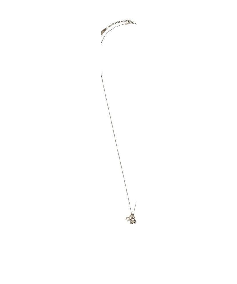 Saint Laurent Logo Charm Necklace In White