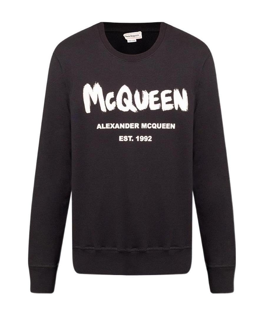 Alexander Mcqueen Graffiti Logo-print Cotton Sweatshirt In Black