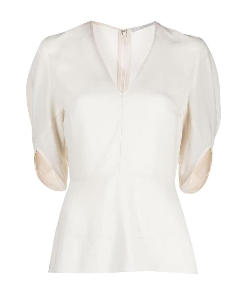 Stella Mccartney Melody V-neck Peplum Blouse In White