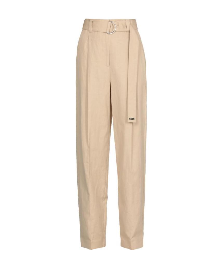 Msgm Belted Straight-leg Trousers In Nude