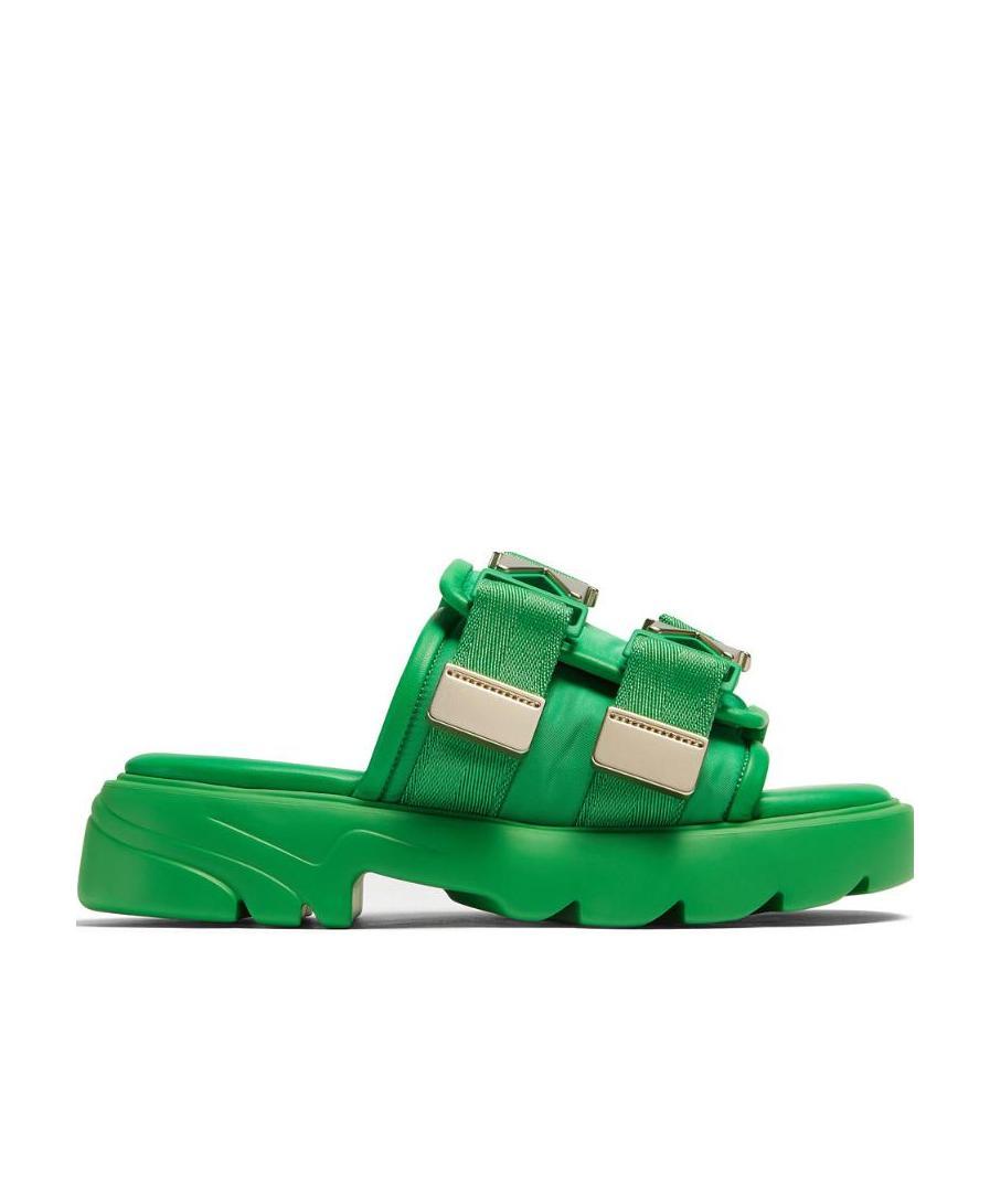 Bottega Veneta Flash Buckled Leather And Rubber Sandals In Green