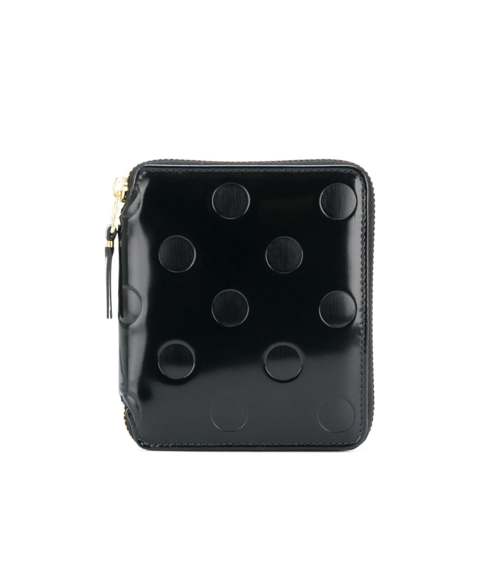 Comme Des Garçons Dot Detail Zipped Wallet In Black