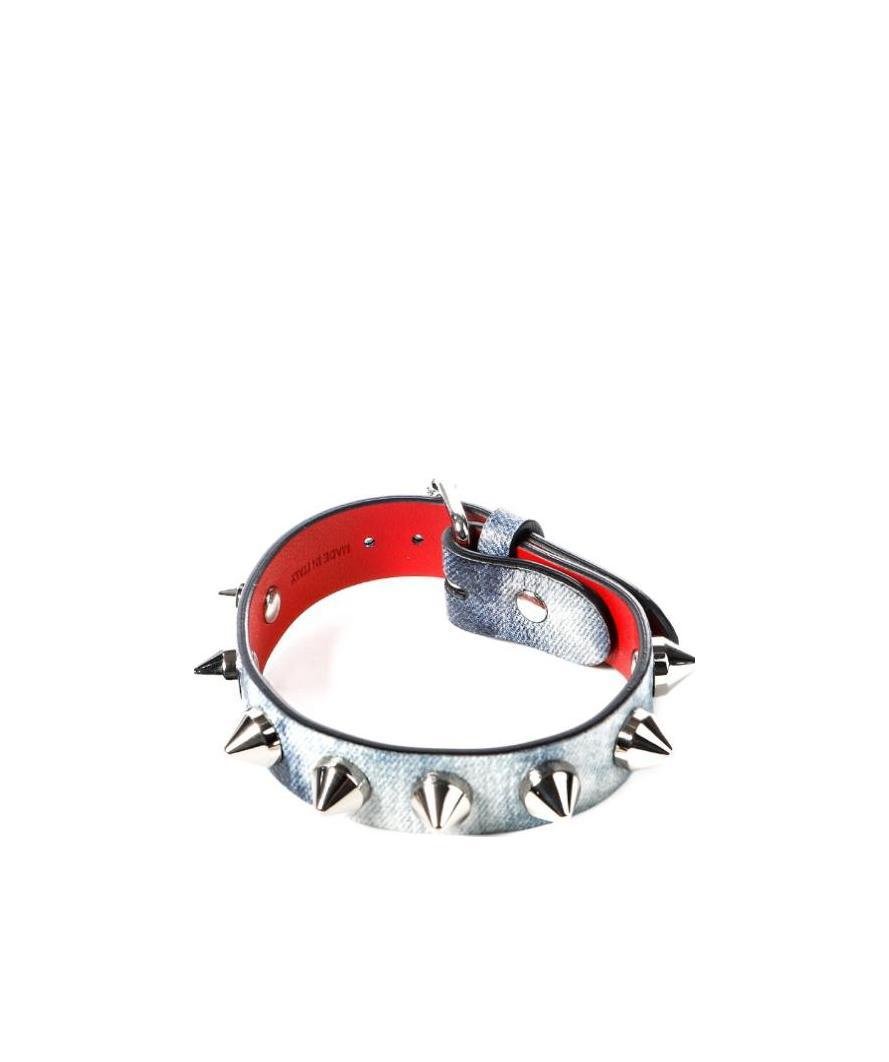 Christian Louboutin Rivet Detail Bracelet In White
