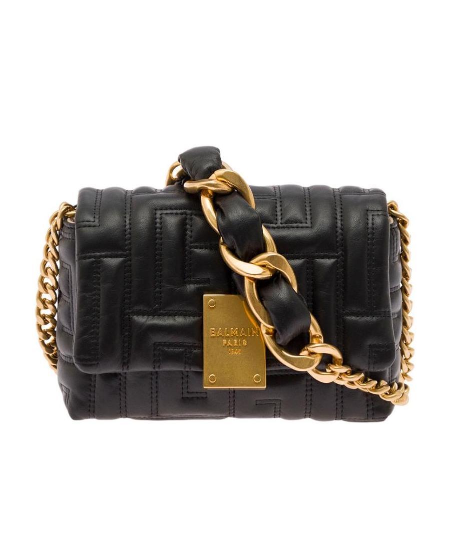 Balmain Mini 1945 Soft Bag In Quilted Leather In Black