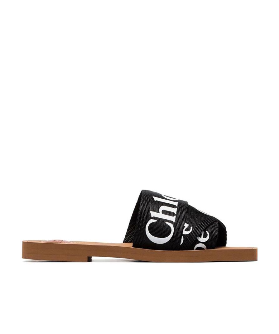 Shop Chloé Logo-strap Sandals In Black