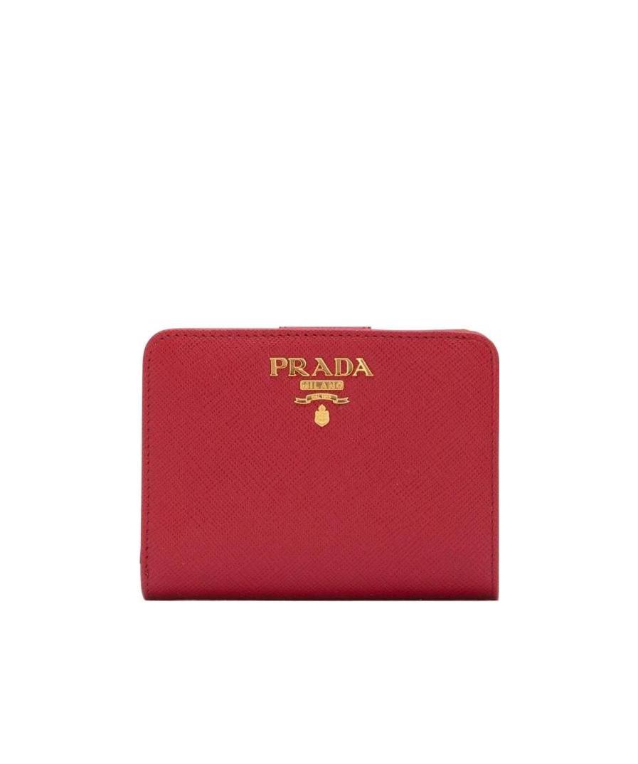 Prada Logo-plaque Square Wallet In Red